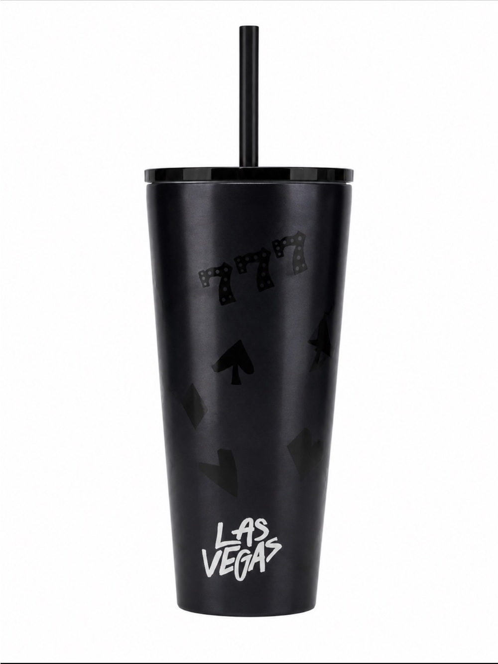 Las Vegas Black Stainless Travel Tumbler with Straw NWOT